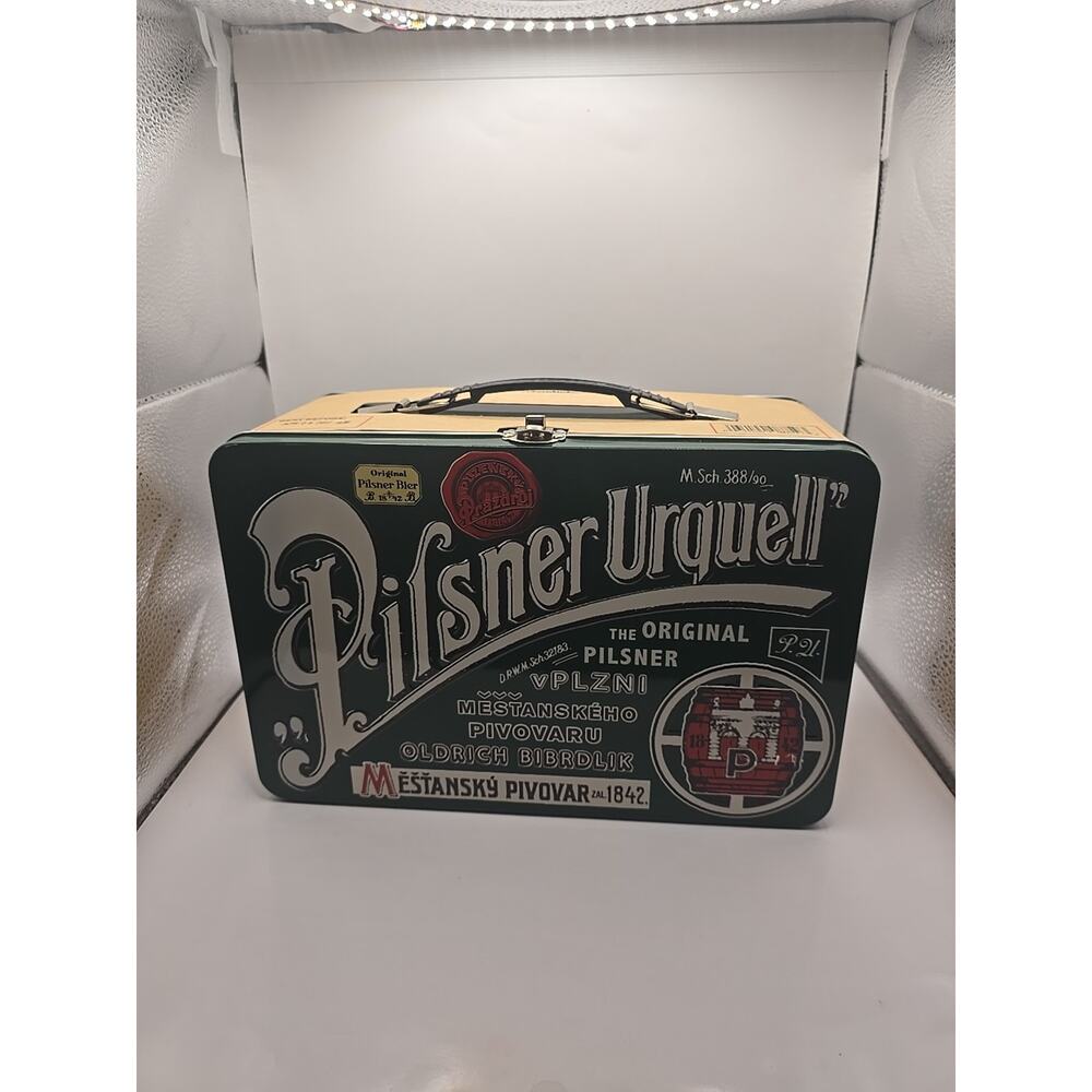 Retro Pilsner Urquell Embossed Metal Lunch Box Beer Collectors Memorabilia 7x11
